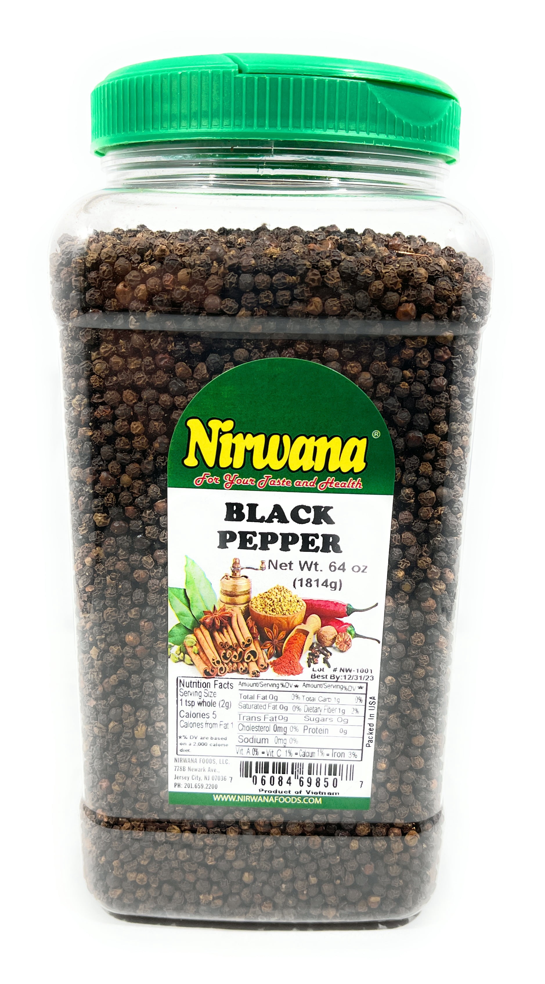 NIRWANA WHOLE BLACK PEPPER 4 LB (1814g)
