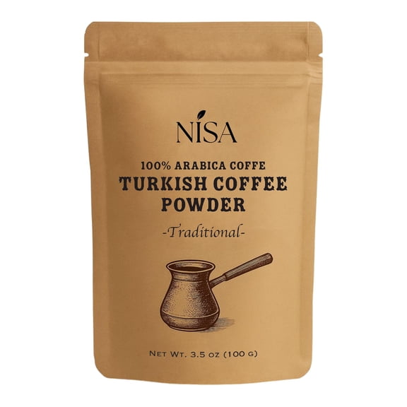 NISA Traditional Turkish Coffee 3.5 oz (100g)  Ultra Fine Ground 100% Arabica, Rich & Bold Flavor, Authentic Ottoman Style Coffee, Certified Organic - Made in USA