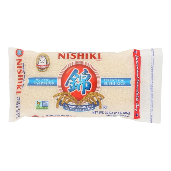 NISHIKI - Premium Medium Grain Rice for Sushi Cooking - 2 lb, Case of 12