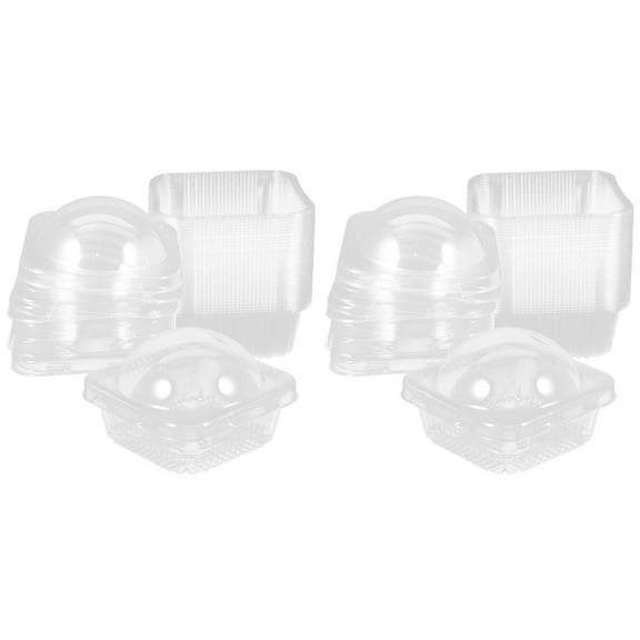 NISHUNA 100 Pcs Round Moon Cake Boxes Egg-Yolk Puff Containers Transparent Packing Boxes for Wrapping