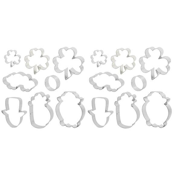 NISHUNA 16 Pcs St Patrick Day Cookie Cutters Metal Cookie Molds Biscuit Cutter Metal Cookie Molds