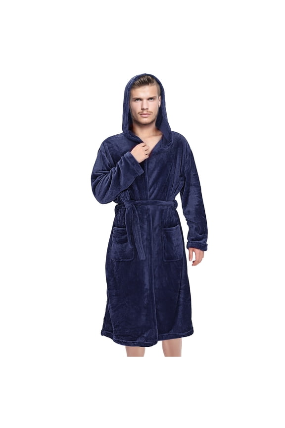 Bath Robe Shower Robe Towel Robe Men's Hooded Robes Long Spa Robe With Pockets Bathrobe College Dorm Bedroom