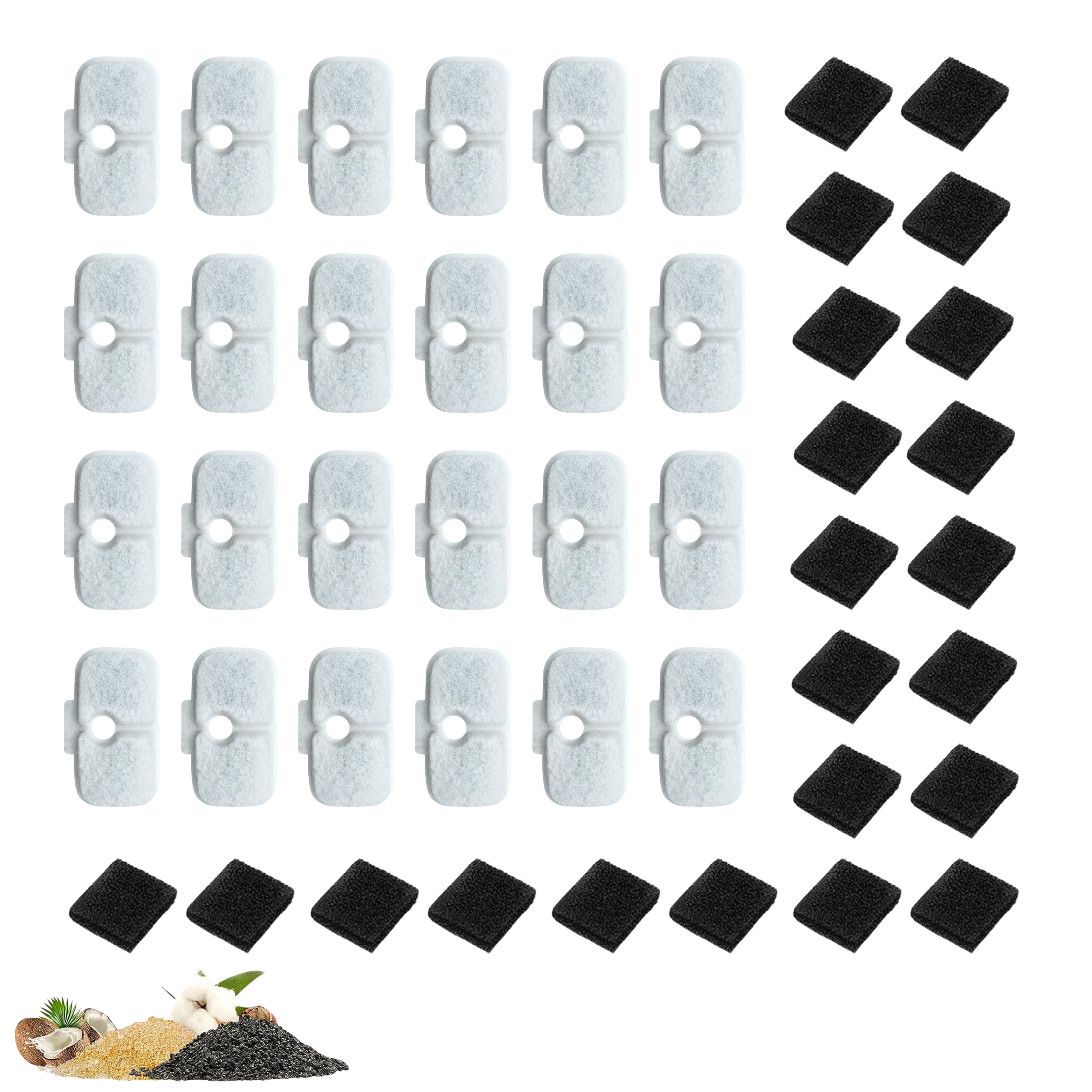 NISPIRA Dog Cat Water Fountain Activated Charcoal Water Filter Kit Replacements For Petlibro PLWF005 PLWF115 PLWF105, Triple Filtration System Replacement Filter with Pre-filter Sponge, 24 Packs