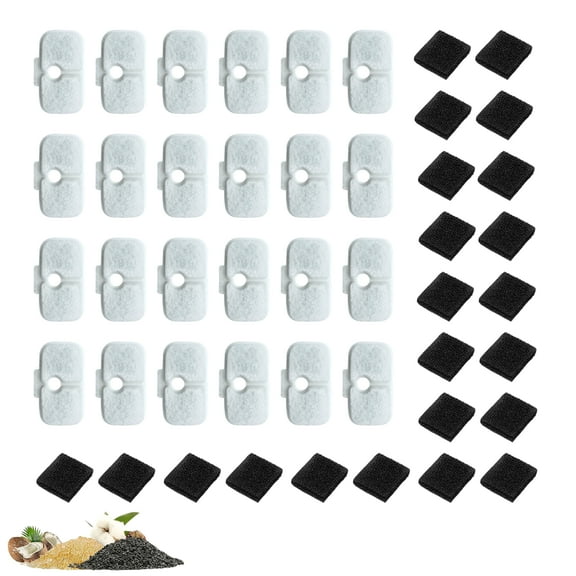 NISPIRA Dog Cat Water Fountain Activated Charcoal Water Filter Kit Replacements For Petlibro PLWF005 PLWF115 PLWF105, Triple Filtration System Replacement Filter with Pre-filter Sponge, 24 Packs