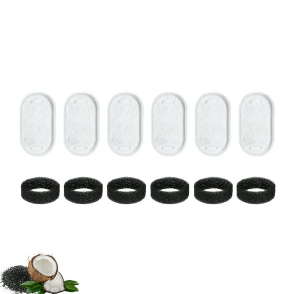 NISPIRA PLWF003 PLWF006 Stainless Steel Cat Water Fountain Activated Charcoal Water Filter Kit Replacements with Spongies For Petlibro 67oz/2L 101oz/3L, Tomxcute 108oz/3.2L 135oz/4 L Pet, 6 Pack