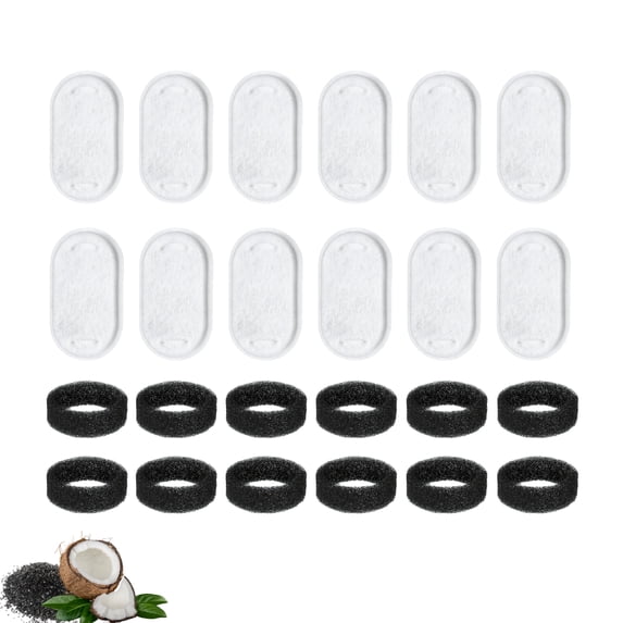 NISPIRA PLWF003 PLWF006 Stainless Steel Cat Water Fountain Activated Charcoal Water Filter Kit Replacements with Spongies For Petlibro 67oz/2L 101oz/3L, Tomxcute 108oz/3.2L 135oz/4 L Pet, 12 Pack