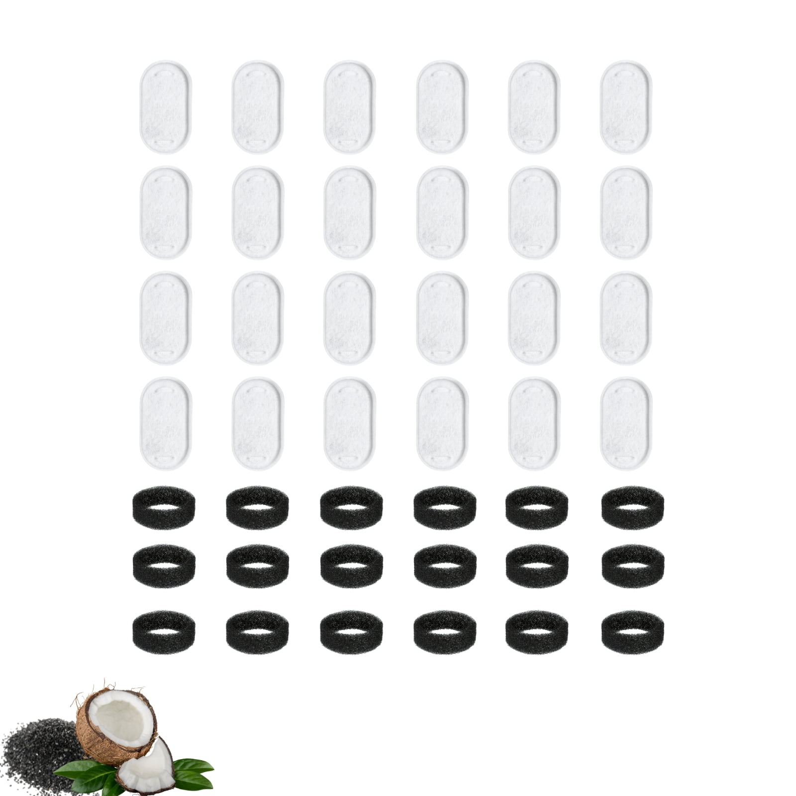 NISPIRA PLWF003 PLWF006 Stainless Steel Cat Water Fountain Activated Charcoal Water Filter Kit Replacements with Spongies For Petlibro 67oz/2L 101oz/3L, Tomxcute 108oz/3.2L 135oz/4 L Pet, 24 Pack