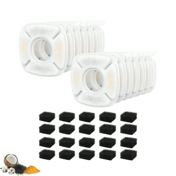 NISPIRA Triple Filtration Charcoal Water Filter Set Replacements for Veken 67oz, 95oz 135oz Automatic Stainless Steal Cat Water Fountain, Dog Water Fountain Dispenser 12 Sets