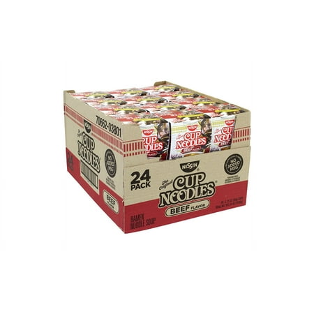 NISSIN Cup Noodles Beef Flavor Ramen Noodle Soup, 2.25 oz, 24 Count