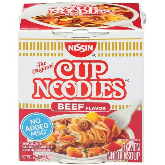 Nissin Cup O'Noodles Ramen Noodle Soup, Beef Flavor 2.25oz (120 Pack)