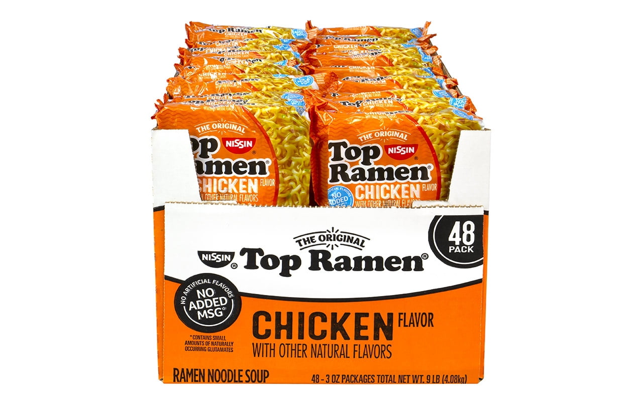 NISSIN Top Ramen Chicken Ramen Noodle Soup, 3 oz, 48 Count