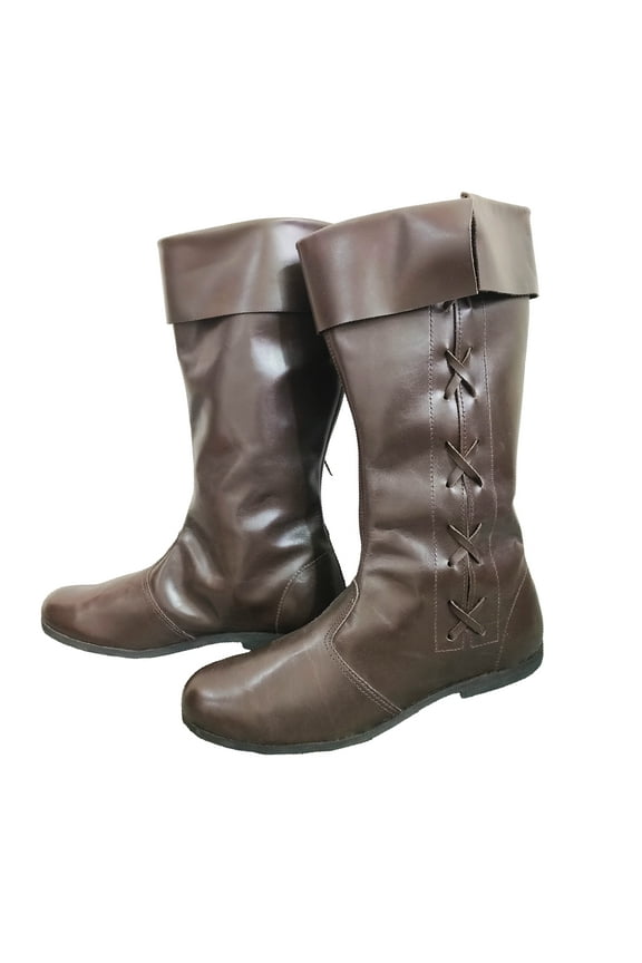 Medieval Leather Boots Western Knights Cowboy Shoes Pirate Renaissance Festival Cosplay Costume Boot Brown