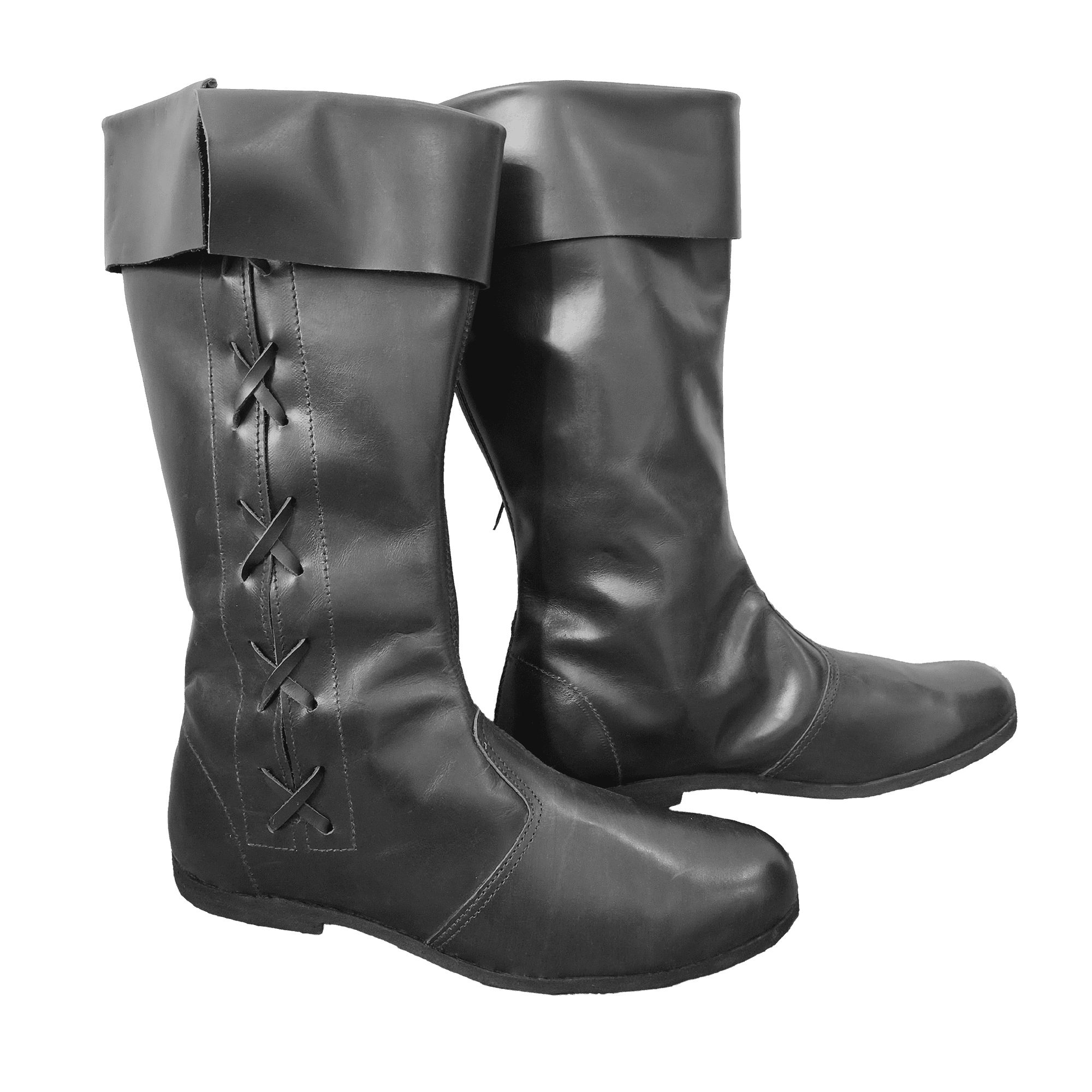 Men\'s Rare Retro Boots Black Leather Outdoor Rugged Costume Cosplay Gift Viking Renaissance Boots, Ren Faire Medieval Boots Cosplay  main image 3