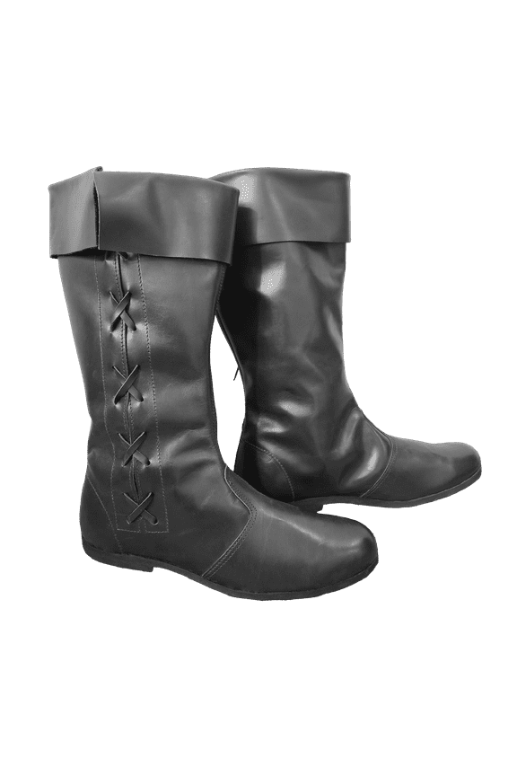 Medieval Renaissance Mens Leather Boots Western Knights Cowboy Shoes Pirate Vintage Costume Cosplay Boot Black Size 11