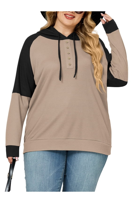 Winter Plus Size Tops for Women Loose Fit Long Sleeves Sweatshirts Casual Buttons Up Hoodies