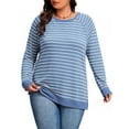 thumbnail image 1 of NISVIYA Plus Size Long Sleeve Sweatshirts for Women Casual Striped Crew Neck Raglan Dressy Pullover, 1 of 6