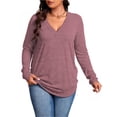 thumbnail image 1 of NISVIYA Plus Size Shirts for Women Dressy V Neck Tops Loose Fit Long Sleeve Tunics Elegant Blouse, 1 of 5
