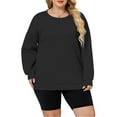 thumbnail image 1 of NISVIYA Plus Size Shirts for Women Fall Dressy Casual Long Sleeve Tops Oversized Crewneck Sweatshirt, 1 of 5