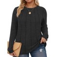 thumbnail image 1 of NISVIYA Plus Size Blouse for Women Fashion Crew Neck Long Sleeve Pleated Tunics Black, 1 of 6