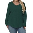 thumbnail image 1 of NISVIYA Plus Size Sweaters for Women Casual Long Sleeve Tops Dressy V-Neck Tunics Loose Fit Cute Ribbed T Shirts, 1 of 1