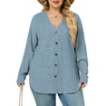 thumbnail image 1 of NISVIYA Plus Size Sweaters for Women Trendy Long Sleeve Cardigan Tops Button Down Coats Oversized Open Front Tunics, 1 of 6