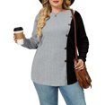 thumbnail image 1 of NISVIYA Women Winter Plus Size Fashion Button Decor Blouses Lightweight Crewneck Tops Gray, 1 of 6