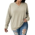 thumbnail image 1 of NISVIYA Winter Oversized Sweatshirts for Women Fall Trendy Basic V Neck Long Sleeves Pullover, 1 of 5