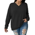 thumbnail image 1 of NISVIYA Winter Oversized Sweatshirts for Women Fall Trendy Basic V Neck Long Sleeves Pullover, 1 of 5