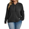 thumbnail image 1 of NISVIYA Winter Plus Size Sweaters for Women Drawstring V-Neck Sweatshirts Long Sleeves Hoodie, 1 of 5