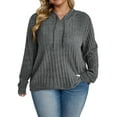thumbnail image 1 of NISVIYA Winter Plus Size Sweaters for Women Drawstring V-Neck Sweatshirts Long Sleeves Hoodie, 1 of 5