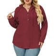 thumbnail image 1 of NISVIYA Winter Plus Size Tops for Women with Long SleeveTrendy Button Sweaters Casual Ribbed Knit Tees Loose Fit Comfy Drawstring Hoodies, 1 of 5