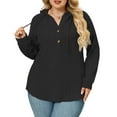 thumbnail image 1 of NISVIYA Winter Plus Size Tops for Women with Long SleeveTrendy Button Sweaters Casual Ribbed Knit Tees Loose Fit Comfy Drawstring Hoodies, 1 of 5