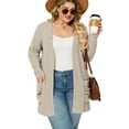 thumbnail image 1 of NISVIYA Women Plus Size Cardigans Dressy Casual Below Hip Length Cardigan Sweater Long Sleeves Open-Front Sweater with Pockets, 1 of 5