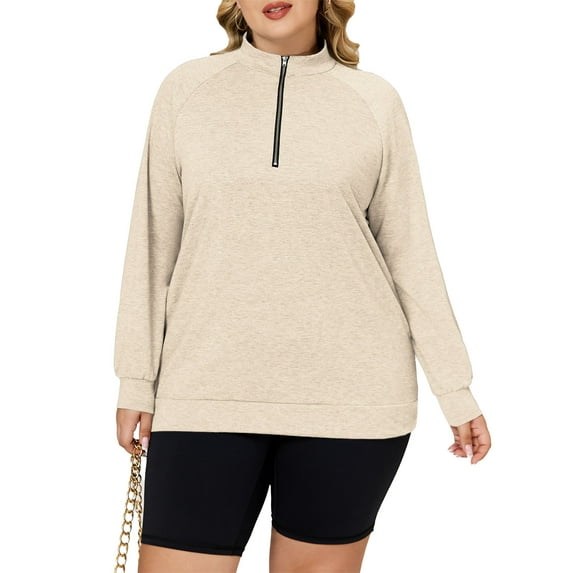 NISVIYA Women'S Plus Size Tops Casual Oversized Long Sleeve Sweatshirts Fashion Half Zip Pullovers Blouses