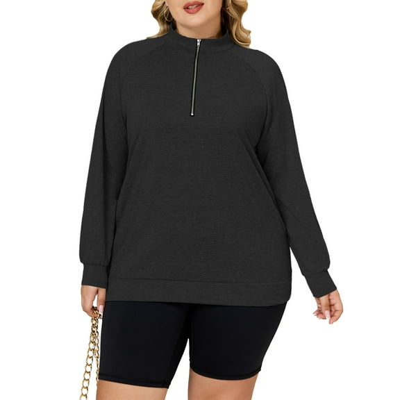 NISVIYA Women'S Plus Size Tops Casual Oversized Long Sleeve Sweatshirts Fashion Half Zip Pullovers Blouses