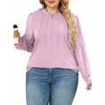 thumbnail image 1 of NISVIYA Womens Oversize Pleated Long Sleeve Tunic Tops Dressy Casual Long Blouses Basic Crewneck Fall Shirts, 1 of 1