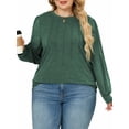 thumbnail image 1 of NISVIYA Womens Oversize Pleated Long Sleeve Tunic Tops Dressy Casual Long Blouses Basic Crewneck Fall Shirts, 1 of 5