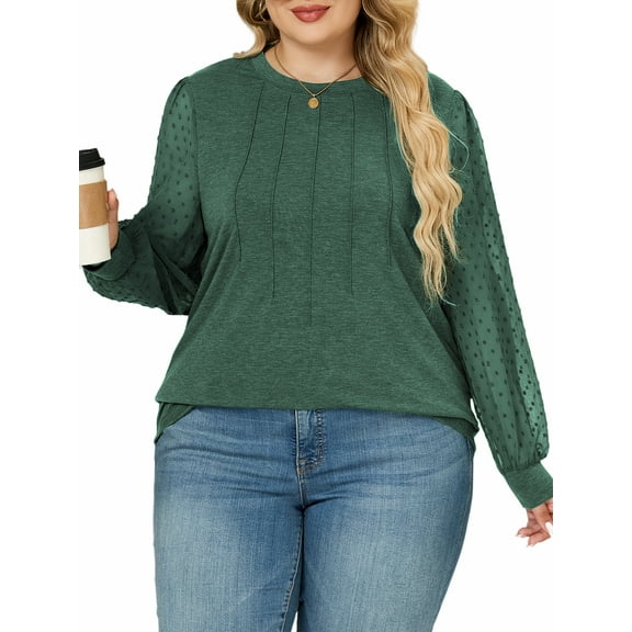 NISVIYA Womens Oversize Pleated Long Sleeve Tunic Tops Dressy Casual Long Blouses Basic Crewneck Fall Shirts