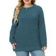 thumbnail image 1 of NISVIYA Womens Plus Size Basic Tops Loose Fit Button Decor Tunics Fashion Ribbed Knit Pullover Sweaters, 1 of 5