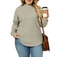 thumbnail image 1 of NISVIYA Womens Plus Size Sweaters Loose Fit Mock Neck Tops Fashion Long Sleeve Winter Lightweight Pullover Shirts, 1 of 6