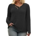 thumbnail image 1 of NISVIYA Winter Womens Plus Size Sweaters Blouses Elegant Long Sleeve Chic V Neck Pullover Black, 1 of 6