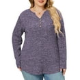 thumbnail image 1 of NISVIYA Womens Plus Size Tops Casual Henley V Neck Shirts Trendy Long Sleeve Pullover Basic 2025 Ribbed Knit Sweaters, 1 of 3