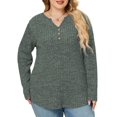 thumbnail image 1 of NISVIYA Womens Plus Size Tops Casual Henley V Neck Shirts Trendy Long Sleeve Pullover Basic 2025 Ribbed Knit Sweaters, 1 of 3