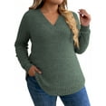thumbnail image 1 of NISVIYA Womens Winter Plus Size Sweather with Long Sleeves,Fashion Casual Loose Fit Knit V-Neck Tops, 1 of 5