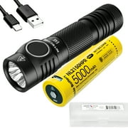 NITECORE E4K 4400 Lumen Lightweight Everyday Carry Flashlight with 5000mAh USB-C Rechargeable Battery with LumenTac Battery Case