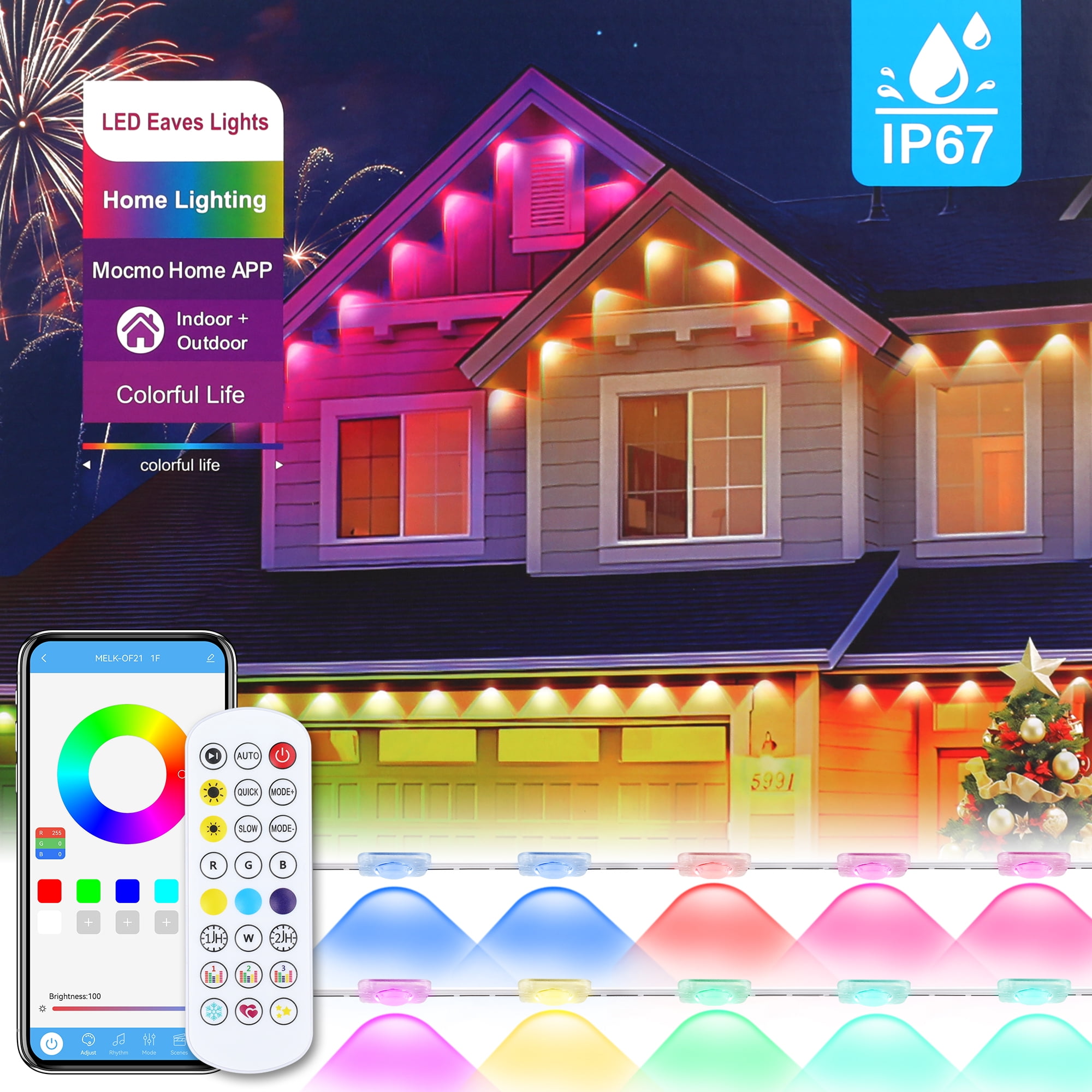 NITIDSKY 148ft 54 LED Permanent Outdoor Lights for House Christmas