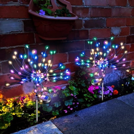 NITIDSKY 2 pack 90 LED Outdoor Solar Christmas Lights Solar Firework Lights with 8 Modes Outdoor Waterproof Garden Lawn Walkway Yard Decoration, Multicolor