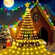 NITIDSKY Waterfall Christmas Lights,198 LED USB Operated Outdoor Christmas Tree Lights,Warm White
