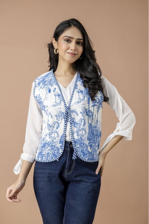 Handmade Reversible Cotton Quilted Vest, Women's