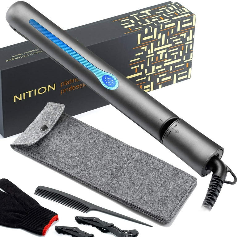 Nition Professional Salon Hair Straightener Argan Oil Ceramic Tourmaline Titanium Straightening Flat Iron for Healthy Styling LCD 265 F 450 F 2 in 1